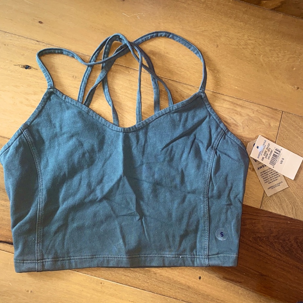 NWT GREEN AMERICAN EAGLE STRAPPY CROP TOP